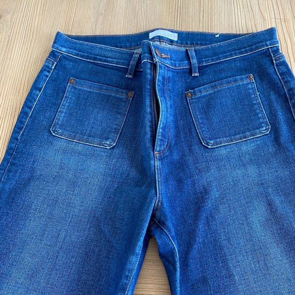 LOFT Dark Blue Flare Jeans size 14/32 - Picture 4 of 6